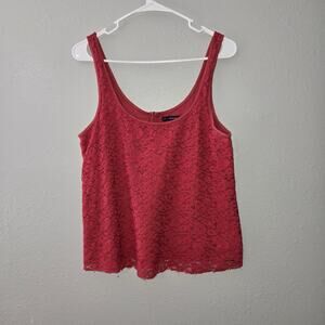 American Eagle Lace Zip Up Tank Top Deep Rose Size M AE Summer Spring